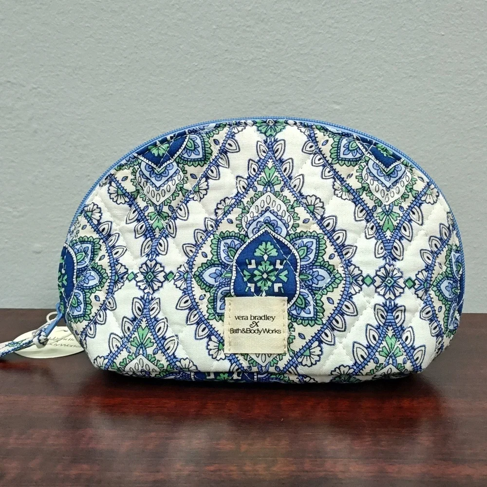 Bath & Body Works Vera Bradley BLUE WASHED SKY Cosmetic Bag & Mini Set